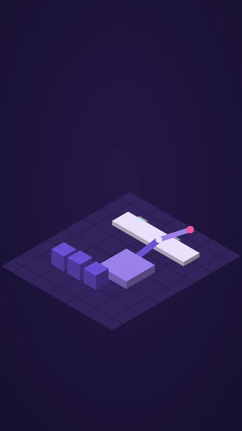 Deep purple and magenta isometric robotic cell looping animation, vertical 9:16 Stock Footage 346258114