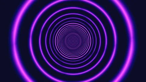Deep purple circles create a tunnel effect with bright lights Stock Illustration