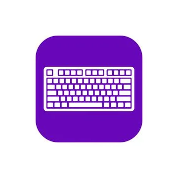 Deep purple computer keyboard icon with white keys in rounded square for ty.. Stock Illustration
