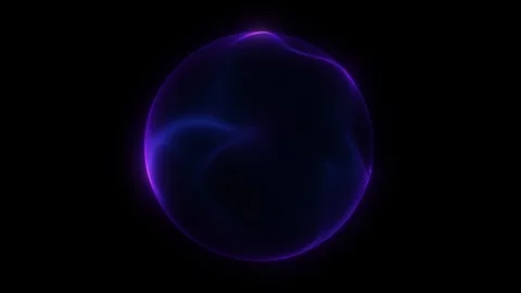A deep purple glowing sphere on a black background. A round pink purple neo.. Video stock 318554402