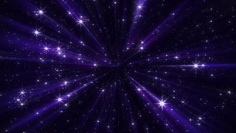Deep Purple Hyperspace Starfield with Converging Light Beams and Vivid Glow Stock Illustration