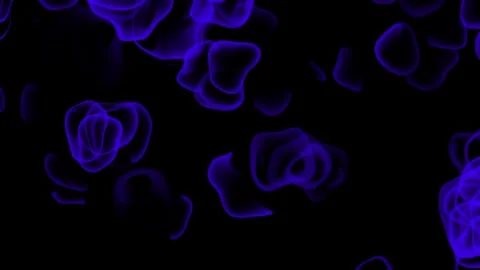 Deep purple translucent organic shapes with neon glowing edges. Abstract fl.. Stock Footage 340528716