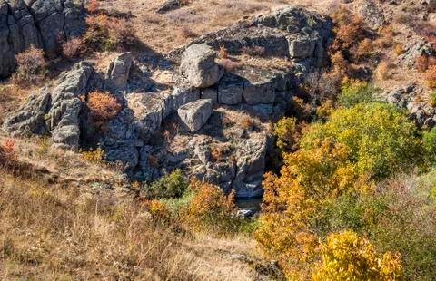 Deep quarry and river Stock Photos
