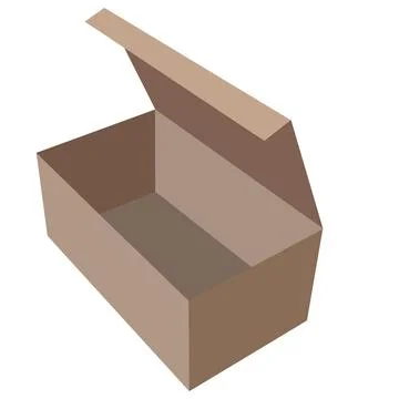 Deep rectangular box with a hinged lid that is open, isolated object on a whi Stock Illustration