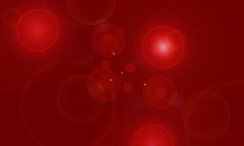A deep red background is filled with glowing circles and lens flares Stock Illustration