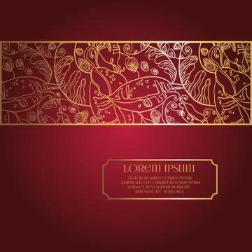 Deep Red Background with Lace Frame Ornament. Ilustración de archivo