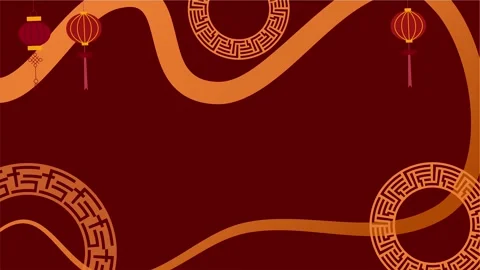 Deep red background with lanterns and circular golden Chinese pattern Stock Footage 318734257