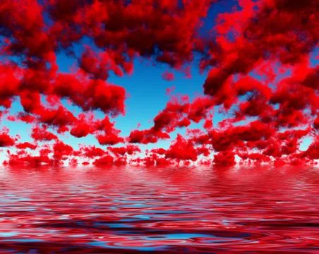 Deep Red Clouds and reflections Stockillustratie