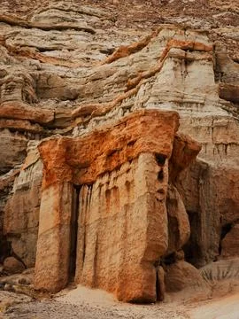 Deep red colors of eroded rock seen from vertical Image of Red Rock Canyon .. Stock Photos