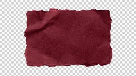 Deep red crumpled paper scrap with irregular torn borders isolated on trans.. Stock Illustration