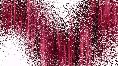 Deep red glitter flowing on fabric background. Vídeos de archivo 332140224