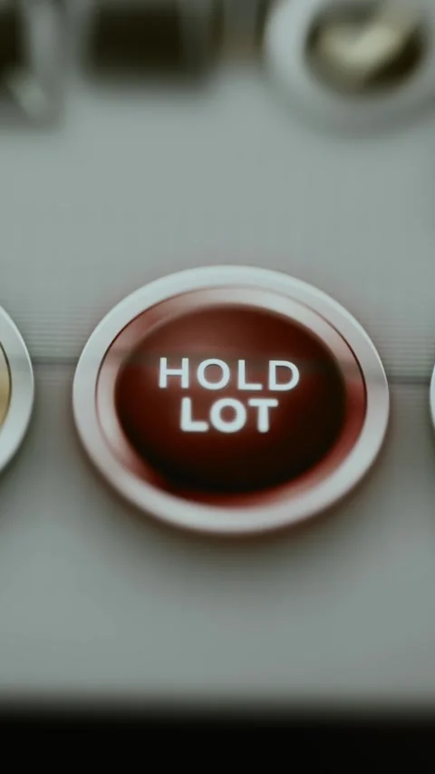 Deep red hold lot button fills vertical frame Stock Footage 344096571