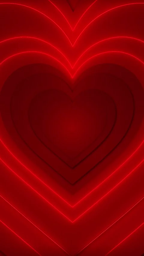 Deep red layered heart design cutout paper shapes, glow lines, clean romantic Stock Footage 334121094