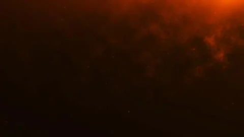 Deep red smoke clouds with glowing fire particles drifting in dark atmosphe.. Stock Illustration