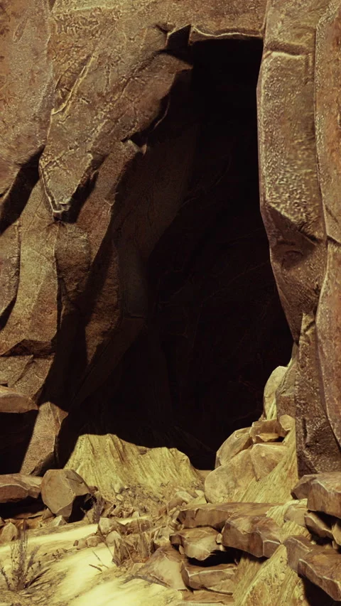 Deep red stone cave scenery Stock Footage 295985941