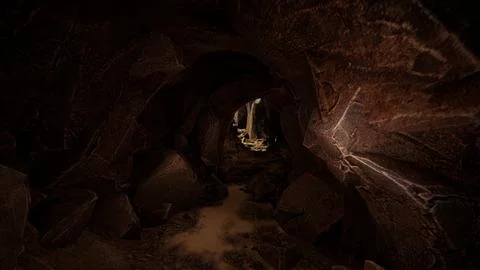 Deep red stone cave scenery Illustrazione stock
