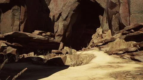 Deep red stone cave scenery Illustrazione stock
