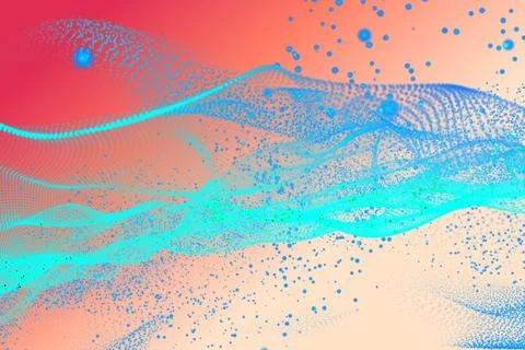 Deep Red Sunset Gradient with Blue Light Particles Stock Illustration