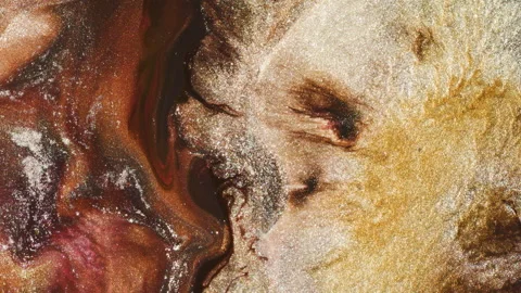 Deep Reds, Chocolate browns and Gold tones, Abstract liquid art Видео 135573834