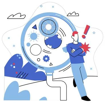 Deep reflection. Intertwined with uncertainty, deep reflection is compass g.. Stock Illustration