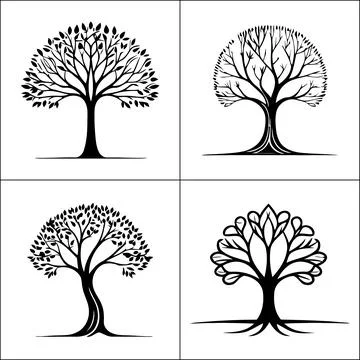 Deep Roots Strong Tree Silhouette design Stock Illustration