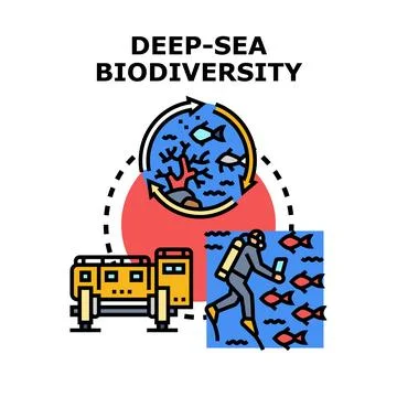 Deep sea biodiversity research exploring marine life Ilustração Stock