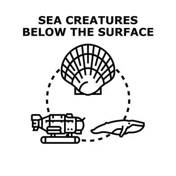 Deep sea creatures and exploration concept Stock Illustration