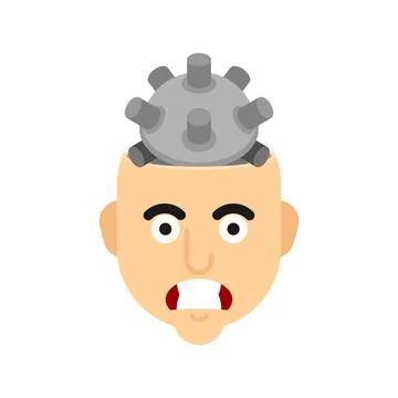 Deep sea mine in head. Hate concept Illustrazione stock