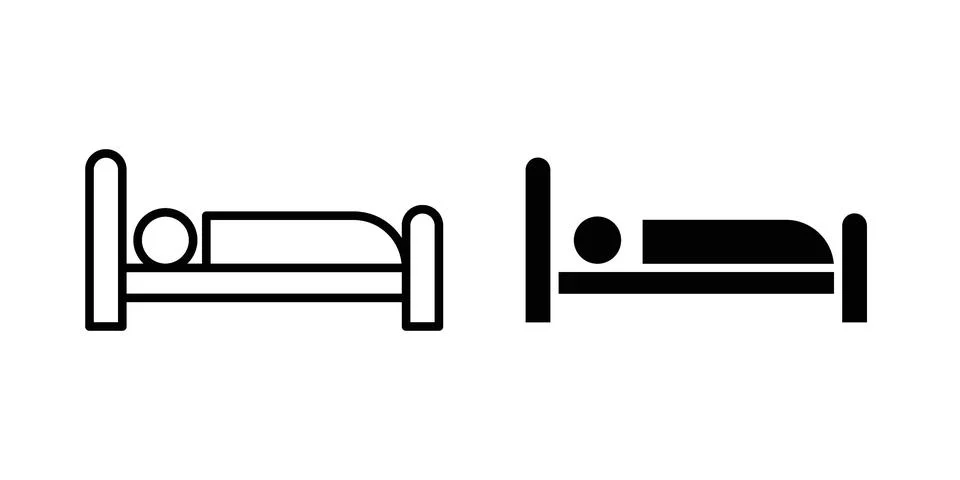 Deep sleep icon linear versions pack on white background Stock Illustration