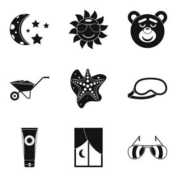 Deep sleep icons set, simple style 스톡 일러스트