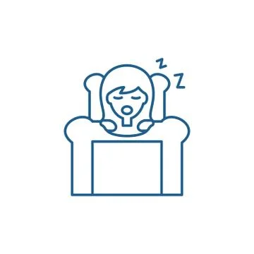 Deep sleep line icon concept. Deep sleep flat vector symbol, sign, outline 스톡 일러스트