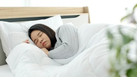 Deep sleep will help the body rest fully. Temperature in appropriate room Stock Footage 109521766