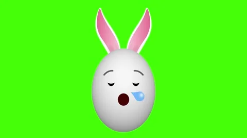Deep sleeping facial expression easter egg on green screen Stock Footage 306078732