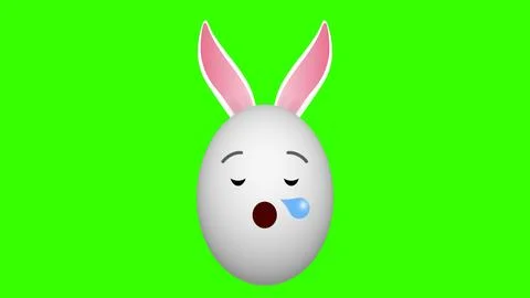 Deep sleeping facial expression easter egg on green screen Stock-Illustration