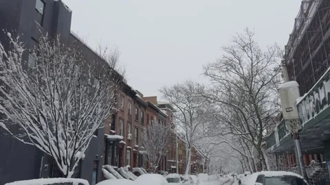 Deep Snow at Brooklyn Residential Intersection, Blizzard, Daytime 動画素材 329888611