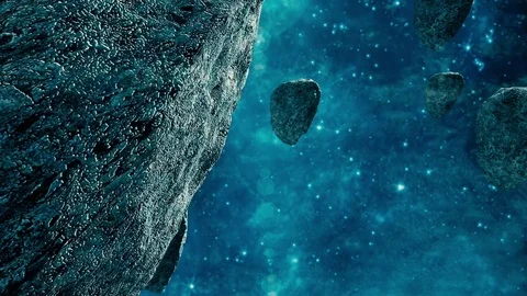 Deep space. Asteroids. Meteors Stock Footage 76760635