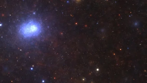 Deep Space Background with Glowing Blue Star and Starfield Animation Vídeo Stock 346032676