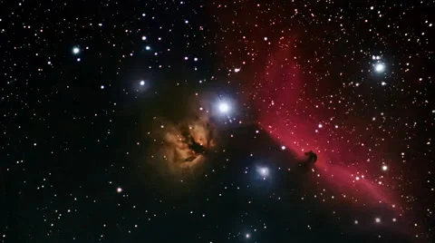 Deep space beautiful night sky. Horsehead Nebula in the constellation Orion. Stock Footage 67538669