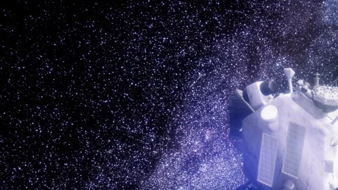Deep Space Craft Amidst Countless Bright Stars 库存影片 348110522