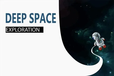 Deep space exploration banner spaceman on nebula Stock Illustration