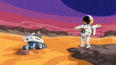 Deep space exploration by humans Stock Illustration
