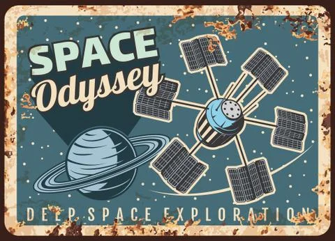 Deep space exploration vector rusty metal plate Illustrazione stock