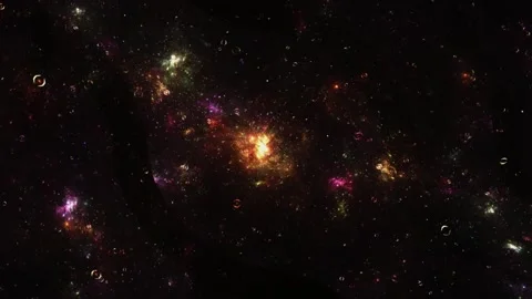 Deep Space Golden Galaxy Cluster and Stellar Dust Background Loop Stock Footage 346130864
