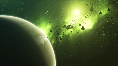 Deep space. The green nebula. High-speed flight. Stock Footage 251307177