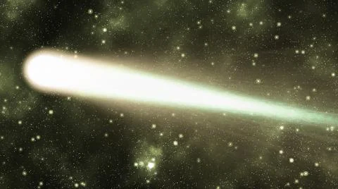 Deep space illustration with yellow comet in motion Stock Illustration