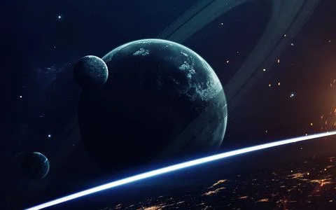 Deep space imagination, planets, stars and galaxies in endless universe Elements Stock Photos