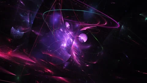 Deep Space Magenta Nebula and Floating Energy Orbs Loop Stock Footage 345962064