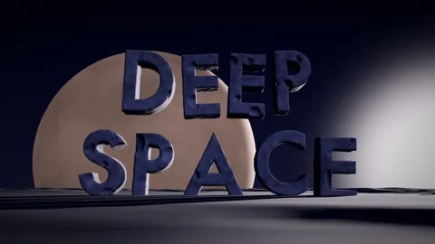 Deep Space Monolithic Letters on a Barren Alien Plateau with a Planet Rising on Stock Footage 342078837