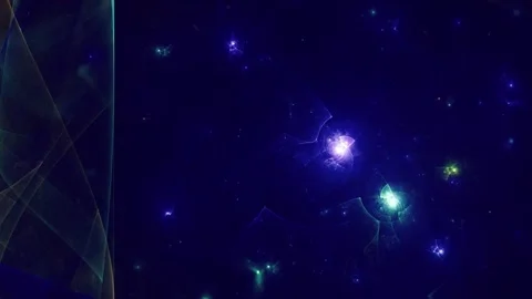 Deep Space Nebula and Glowing Blue Spiral Galaxy Loop Stock Footage 345969907