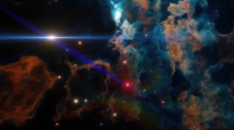 Deep space nebula and optical flares effect Stock Photos